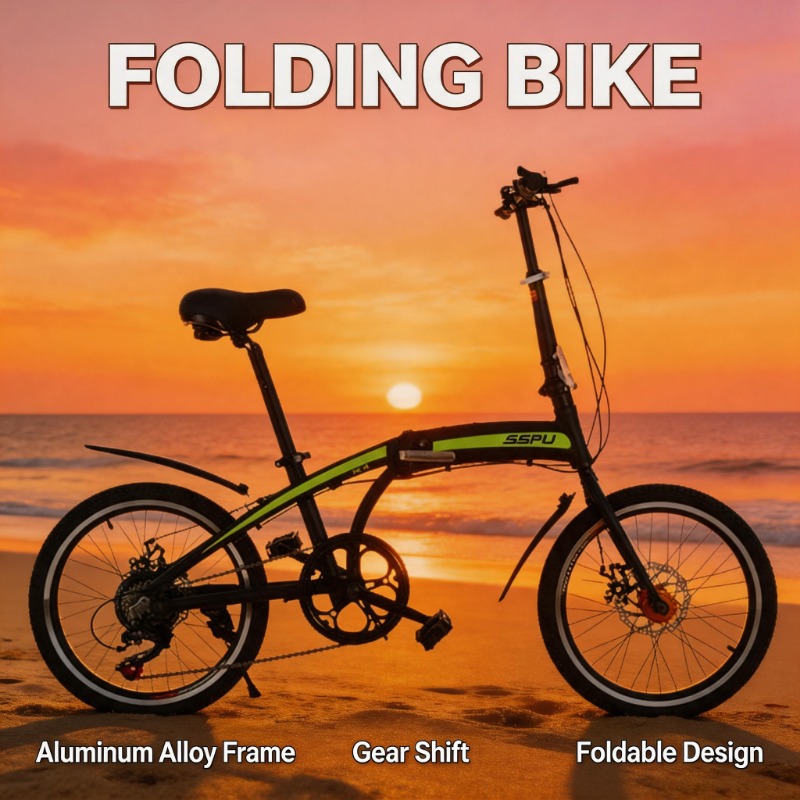 Commuter Biking - 20-Zoll Leichtes Aluminium-Legierungs-Klapprad Tragbares 7-Gang Stadtfahrrad