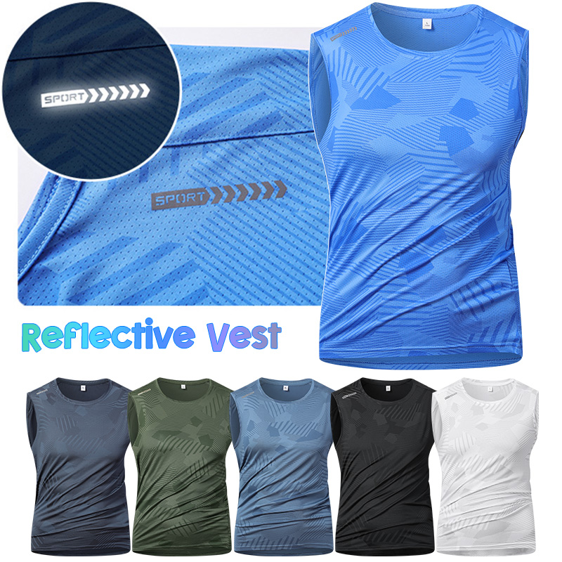 Reflective Vest Cycling - Herren Laufweste mit Reflektoren, Atmungsaktive Eisseide