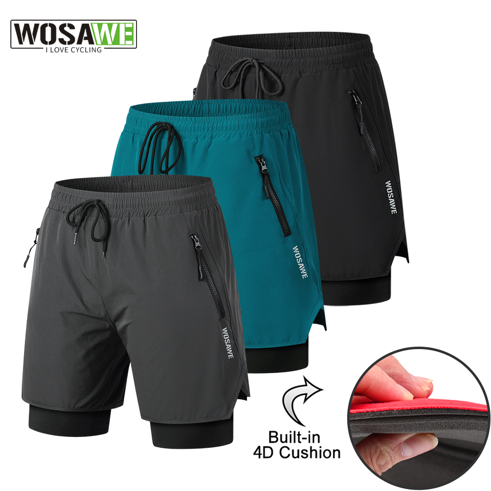 Cycling Commuter Pants - WOSAWE MTB-Shorts, Sommer-Männer, Radhose, 2-in-1, gepolsterte